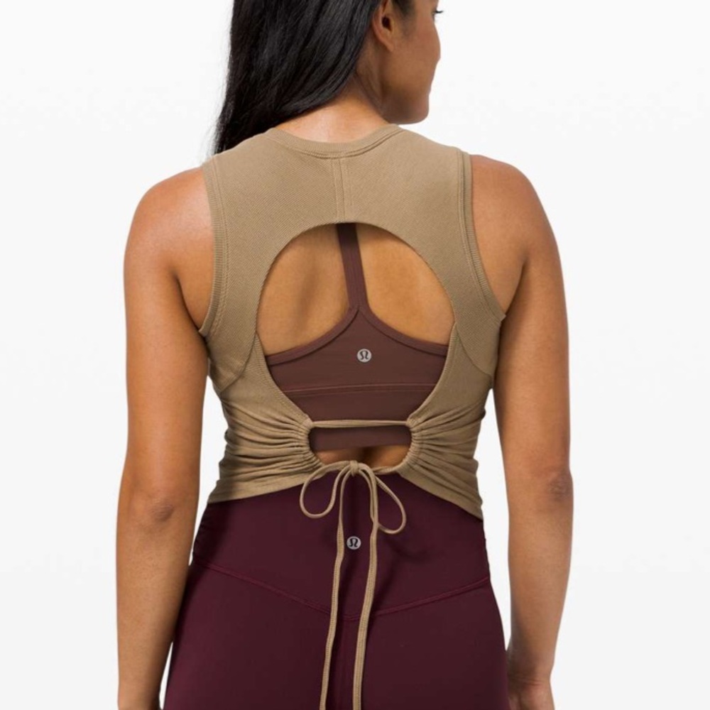 Lululemon Athletica LA Open Back Tie Crop Tank XS Frontier